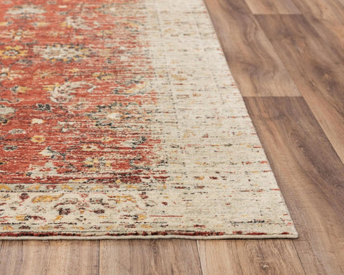5' X 8' Red Beige Rust And Gold New Zealand Lambs Wool Oriental Hand Carved Handmade Area Rug
