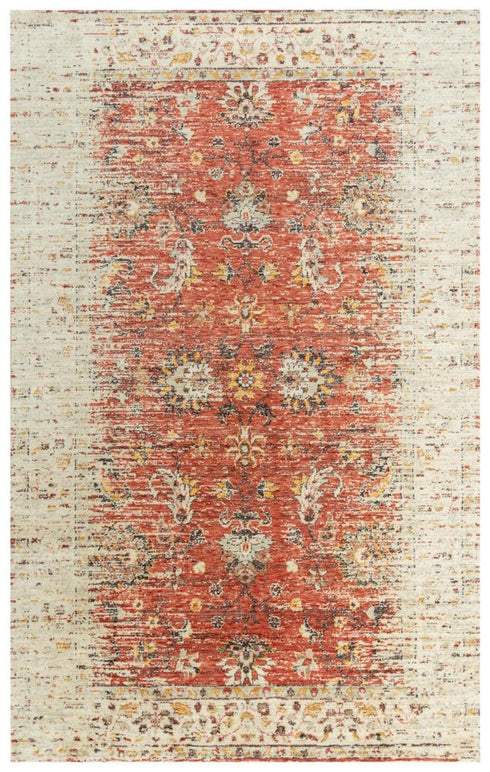 9' X 12' Red Beige Rust And Gold New Zealand Lambs Wool Oriental Hand Carved Handmade Area Rug