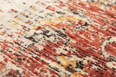 9' X 12' Red Beige Rust And Gold New Zealand Lambs Wool Oriental Hand Carved Handmade Area Rug