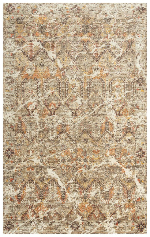 5' X 8' Brown Beige Ivory And Green New Zealand Lambs Wool Abstract Hand Carved Handmade Area Rug