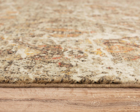 5' X 8' Brown Beige Ivory And Green New Zealand Lambs Wool Abstract Hand Carved Handmade Area Rug