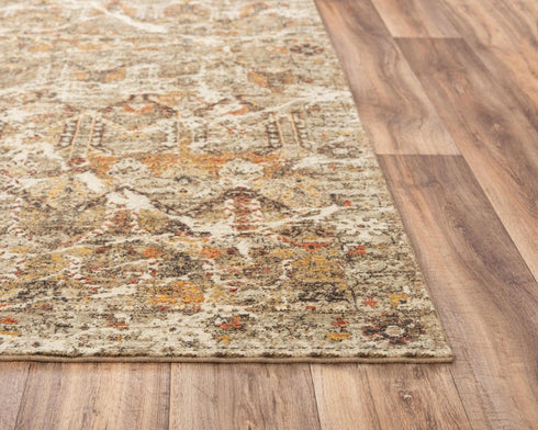 9' X 12' Brown Beige Ivory And Green New Zealand Lambs Wool Abstract Hand Carved Handmade Area Rug