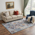 5' X 8' Blue Beige And Ivory New Zealand Lambs Wool Abstract Hand Carved Handmade Area Rug
