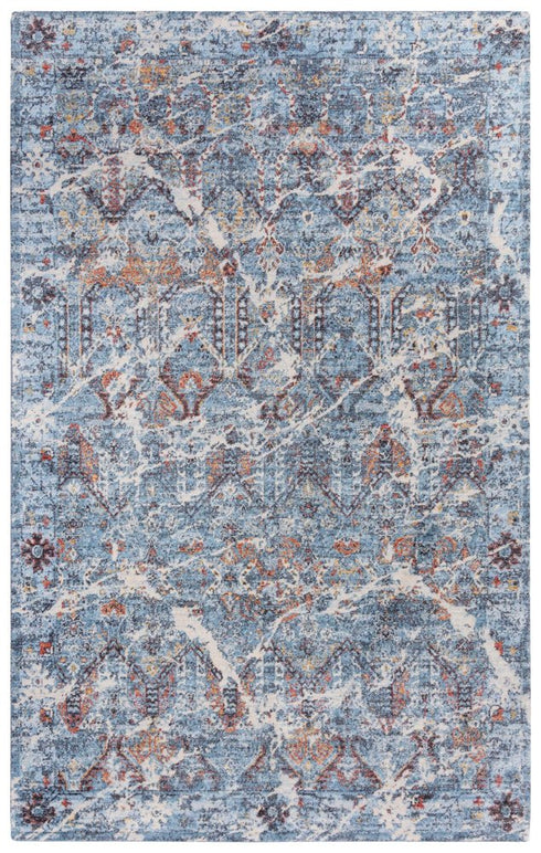 8' X 10' Blue Beige And Ivory New Zealand Lambs Wool Abstract Hand Carved Handmade Area Rug