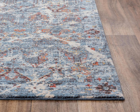 8' X 10' Blue Beige And Ivory New Zealand Lambs Wool Abstract Hand Carved Handmade Area Rug