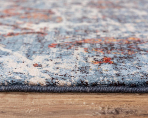 9' X 12' Blue Beige And Ivory New Zealand Lambs Wool Abstract Hand Carved Handmade Area Rug