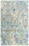 8' X 10' Blue Beige And Ivory New Zealand Lambs Wool Oriental Hand Carved Handmade Area Rug