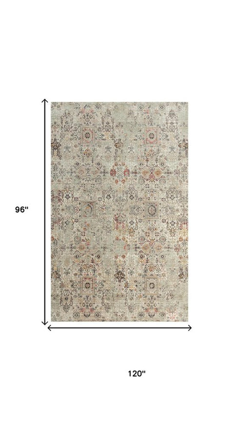 8' X 10' Ivory And Brown New Zealand Lambs Wool Oriental Hand Carved Handmade Area Rug