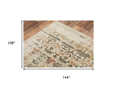 9' X 12' Beige Brown Apricot And Ivory New Zealand Lambs Wool Oriental Hand Carved Handmade Area Rug