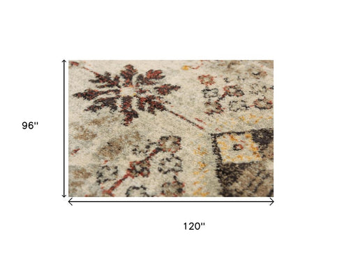 8' X 10' Beige Brown Apricot And Ivory New Zealand Lambs Wool Oriental Hand Carved Handmade Area Rug