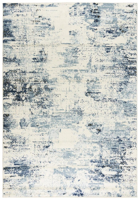8' X 10' Ivory And Black Abstract Area Rug