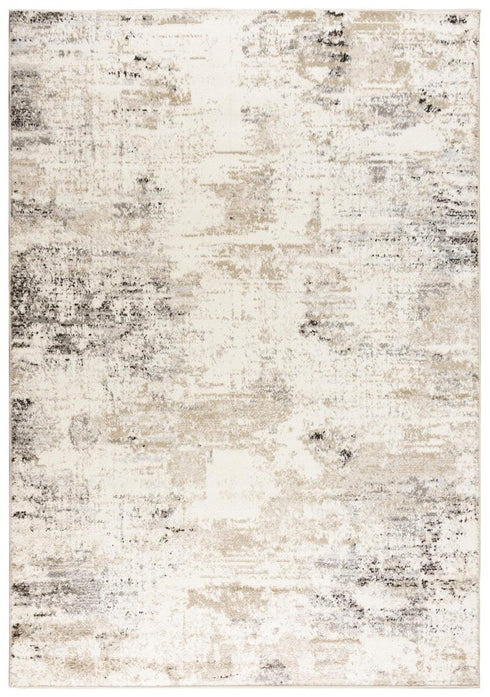 8' X 10' Beige Ivory And Black Abstract Area Rug