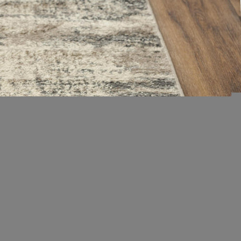 8' X 10' Beige Ivory And Black Abstract Area Rug
