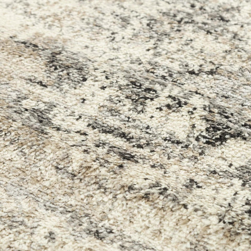8' X 10' Beige Ivory And Black Abstract Area Rug