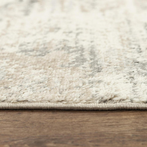 8' X 10' Beige Ivory And Black Abstract Area Rug