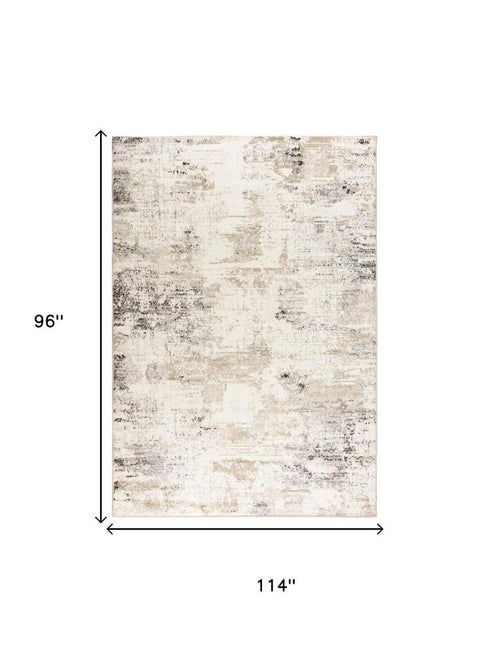 8' X 10' Beige Ivory And Black Abstract Area Rug