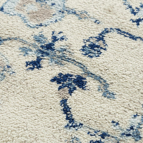 8' X 10' Blue Dark Blue Light Blue Beige And Ivory Floral Area Rug