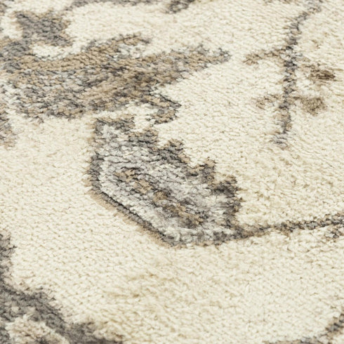 8' X 10' Beige Dark Brown Mauve And Ivory Floral Area Rug