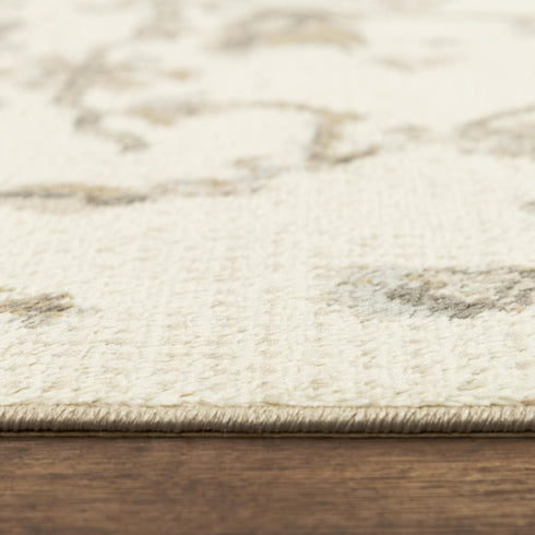 8' X 10' Beige Dark Brown Mauve And Ivory Floral Area Rug