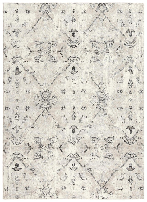 8' X 10' Beige Black And Ivory Oriental Area Rug