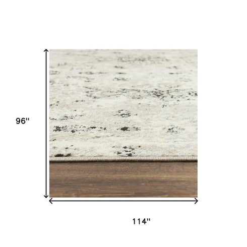 8' X 10' Beige Black And Ivory Oriental Area Rug