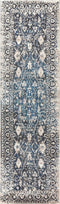 8' Taupe Blue And Dark Blue Oriental Area Rug