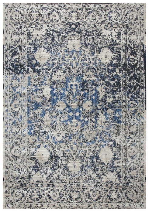 8' X 10' Taupe Blue And Dark Blue Oriental Area Rug