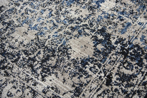 8' X 10' Taupe Blue And Dark Blue Oriental Area Rug