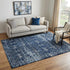 5' X 8' Blue Ivory Light Blue And Black Trellis Area Rug
