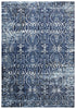 7' X 10' Blue Ivory Light Blue And Black Trellis Area Rug