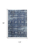 7' X 10' Blue Ivory Light Blue And Black Trellis Area Rug