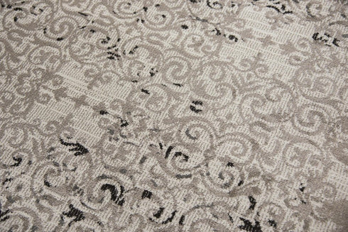 8' X 10' Beige Taupe Gray And Black Oriental Area Rug