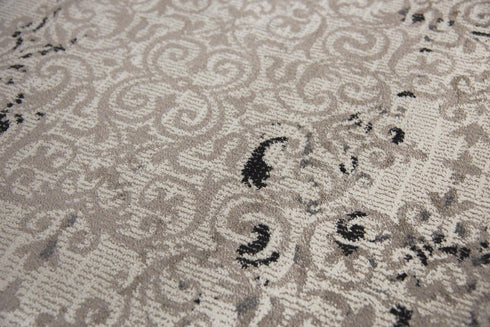 8' X 10' Beige Taupe Gray And Black Oriental Area Rug