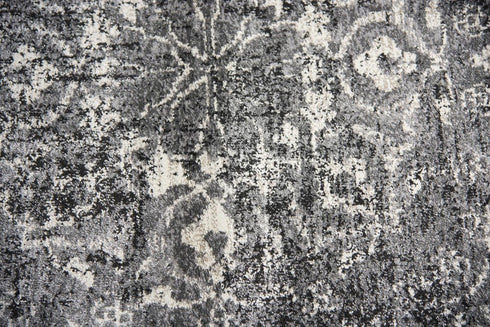 8' X 10' Gray Black Dark Gray And Ivory Medallion Area Rug