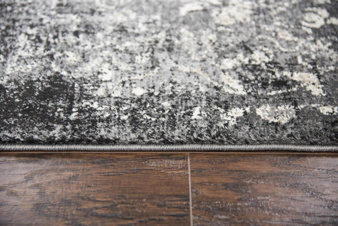 8' X 10' Gray Black Dark Gray And Ivory Medallion Area Rug