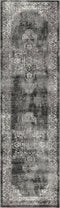 8' Gray Black Taupe Natural And Ivory Medallion Area Rug