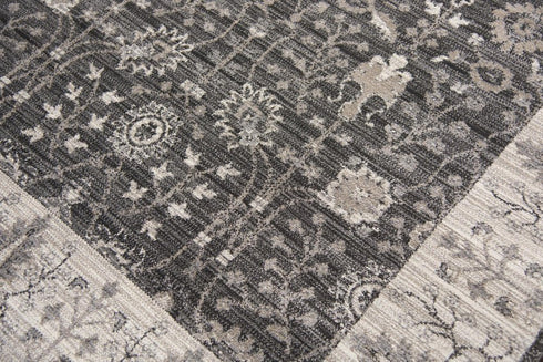 5' X 8' Gray Taupe Black And Natural Oriental Area Rug