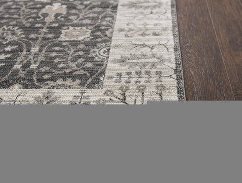 7' X 10' Gray Taupe Black And Natural Oriental Area Rug