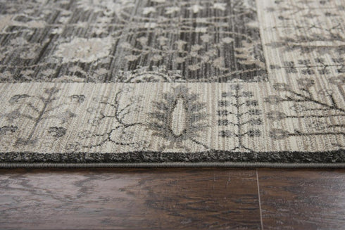 7' X 10' Gray Taupe Black And Natural Oriental Area Rug