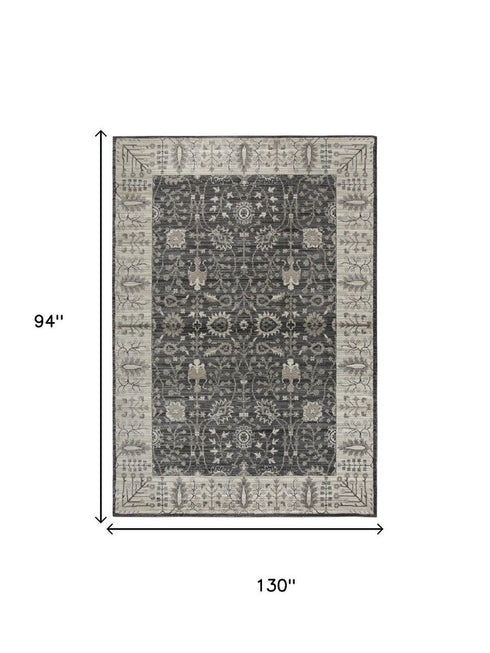 8' X 10' Gray Taupe Black And Natural Oriental Area Rug