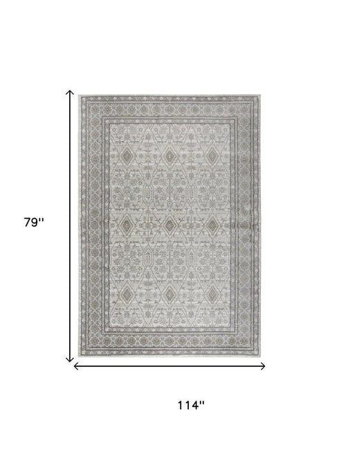 7' X 10' Beige Taupe Tan Gray And Cream Oriental Area Rug