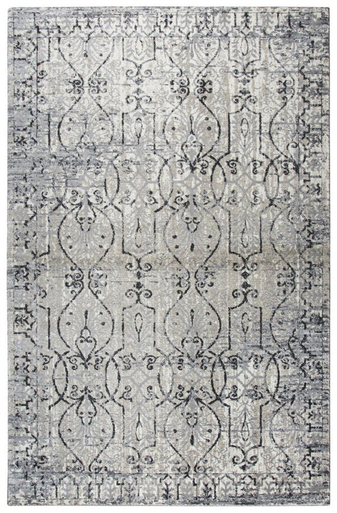 8' Taupe Natural Gray And Black Oriental Area Rug