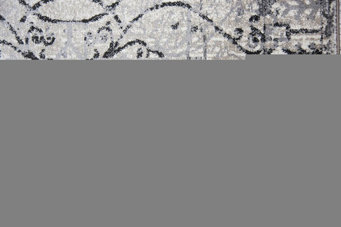8' Taupe Natural Gray And Black Oriental Area Rug