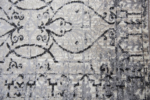 7' X 10' Taupe Natural Gray And Black Oriental Area Rug
