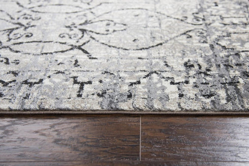 7' X 10' Taupe Natural Gray And Black Oriental Area Rug