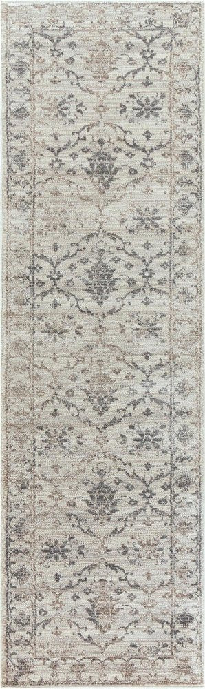 8' Natural Beige Tan And Gray Oriental Area Rug