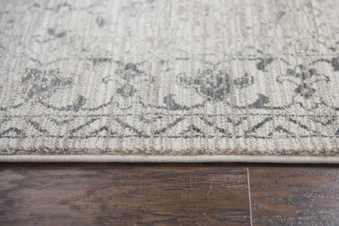 8' Natural Beige Tan And Gray Oriental Area Rug