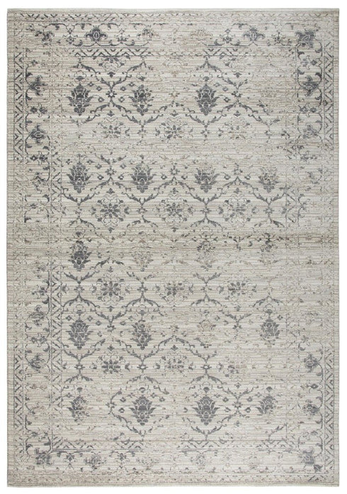 5' X 8' Natural Beige Tan And Gray Oriental Area Rug