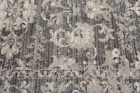 7' X 10' Gray Taupe Dark Gray Tan Ivory And Black Oriental Area Rug