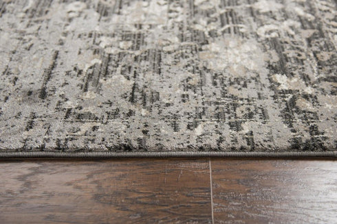 7' X 10' Gray Taupe Dark Gray Tan Ivory And Black Oriental Area Rug